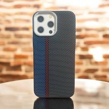 Apple Iphone 14 Pro Max Uyumlu Lux Carbon Fiber Magsafe Metal Kılıf Ultra Hafif Ince Manyetik Kapak.
