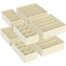 Iç Çamaşırı Düzenleyici 8'li Set, Çekmece Düzenleyici, Katlanabilir, Elbise Dolabı, Saklama Kutusu, Kumaş Kutular, Saklama, Sütyen, Çorap, Kravat Için, Bej RUS008M01