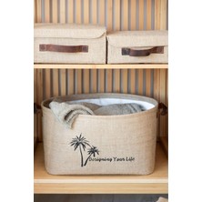 Bee Jüt Kapaklı Dolap Içi Organizer Takı, Makyaj, Banyo, Ofis Düzenleyici Saklama Kutusu 30X23X13 cm