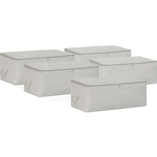 Home Textile 5'li Orta Boy Gri Balıksırtı Hurç Set 52 x 28 x 21 cm