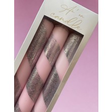 Ae'on Glimmer Swirl Collection 3'lü Şamdan Set Pembe-Gri