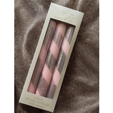 Ae'on Glimmer Swirl Collection 3'lü Şamdan Set Pembe-Gri