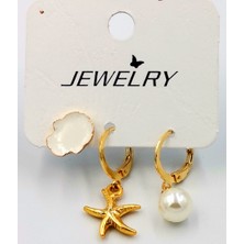 Renkli Kararmaz Papatya Figürlü Lüks Küpe