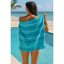 Peştemal Plaj Havlusu %100 Pamuklu 70X150 cm  Turkuaz Waves