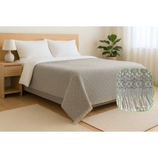 Ilmeki Destina Gri Koltuk Örtüsü / Yatak Örtüsü / Pike – 170X210 cm – %100 Geri Dönüştürülmüş Iplik – Şık ve Doğal Dokuma