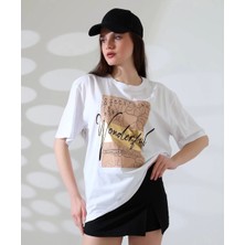 Varak Baskılı Imza Desen Tişört