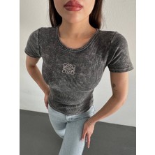 Baskılı Yıkalmalı Bluz
