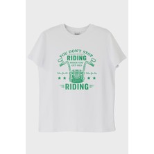 NUUGG You Don't Stop Riding Motosiklet Tutkunu Beyaz Tişört