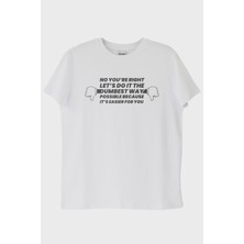 Nuugg No YOU'RE Rıght Baskılı Tasarım Beyaz Tişört (L)