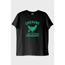 Nuugg The Chıckens Tasarımı Baskılı Siyah Tişört (M)