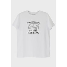 Nuugg I'M Not Interesting I'M Into Resting Baskılı Beyaz Tişört (Xxl)