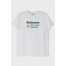 Nuugg Science Like Magic But Real Baskılı Bilim Temalı Beyaz Tişört (M)