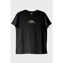 NUUGG Minimalist Doğa Manzaralı Baskılı Tasarım Siyah Tişört