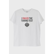 NUUGG I Failed The Turing Test Robot İkonlu Baskılı Beyaz Tişört