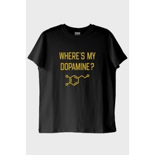 Nuugg WHERE'S My Dopamine Baskılı Bilim Temalı Siyah Tişört (Xl)