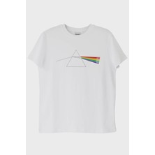 Nuugg Light Prism Graphic Baskılı Gökkuşağı Yansımalı Beyaz Tişört (M)