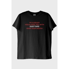 Nuugg Duct Tape Baskılı Mizahi Siyah Tişört (Xxl)