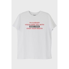 Nuugg Duct Tape Baskılı Mizahi Beyaz Tişört (Xxl)