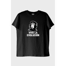 Nuugg Viva La Evolución Tasarım Baskılı Siyah Tişört (S)