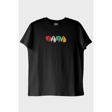 Nuugg Renkli Gitar Penası Baskılı Siyah Tişört (Xxl)