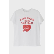 Nuugg Please Scream Inside Your Heart Baslikli Tisort (Xs)