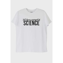 Nuugg LET'S Have A Moment Of Science Baskılı Beyaz Tişört (M)