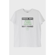 Nuugg Error 404: Graphic Not Found Baskılı Tasarım Beyaz Tişört (L)