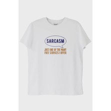 NUUGG Sarcasm Baskılı Tasarım Beyaz Tişört