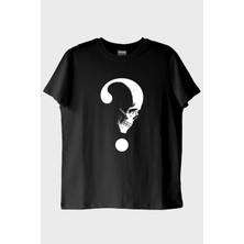 NUUGG Gothic Soru İşareti Kafatası Baskılı Siyah Tişört