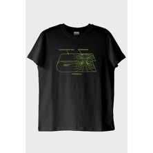 NUUGG Curved Space-Time Baskılı Solucan Deliği Siyah Tişört