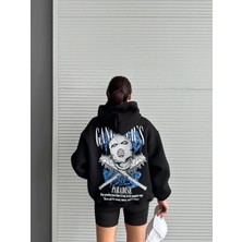 3 Iplik Şardonlu Oversize Compact Kafa Baskılı Sweat Siyah