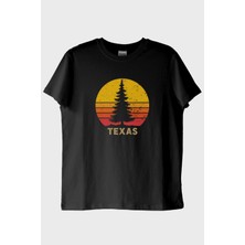 Nuugg Texas Doğa Temalı Gün Batımı Tasarımlı Siyah Tişört (Xl)