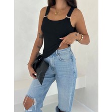 Ottoman Toka Askılı Bluz Siyah S4194