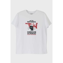 Nuugg Act In Defiance, Embrace Science! Baskılı Beyaz Tişört (M)