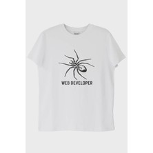 NUUGG Web Developer Baskılı Beyaz Tişört