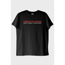 Nuugg Zombies Eat Brains Baskılı Siyah Tişört (Xs)
