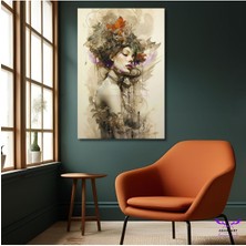 Tekli Dikey Kanvas Modern Duvar Tablosu Sanatsal Kadın