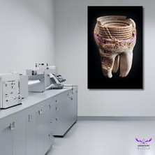 Tekli Dikey Kanvas Diş Poliklinik Hastane Tablosu Mimari Yapı Görünümlü Diş