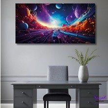 Panoramik Yatay Kanvas Modern Duvar Tablosu Soft Renklerde Uzay Boşluğu