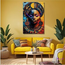 Tekli Dikey Kanvas Bohem Duvar Tablosu Etnik Desenli Kadın Figürü