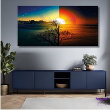 Panoramik Yatay Kanvas Duvar Tablosu Gün Batımı ve Gün Doğumu