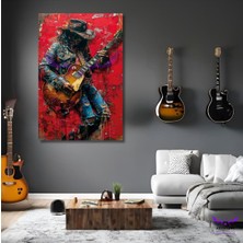 Tekli Dikey Kanvas Şık Duvar Tablosu Çok Renkli Gitar Çalan Adam
