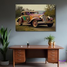 Tekli Yatay Kanvas Duvar Tablosu Antika Klasik Model Açık Kahverengi Araba