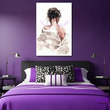 Tekli Dikey Kanvas Soyut Duvar Tablosu Arkası Dönük Kadın