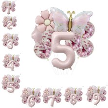 Gold Kelebek Papatyalı 5 Yaş Folyo Balon Set