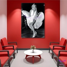 Tekli Dikey Kanvas Modern Salon Tablosu Beyaz Elbiseli Marilyn Monroe