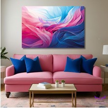 Tekli Yatay Kanvas Modern Duvar Tablosu Pembe Mavi Çizgili Dlagalar