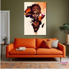 Tekli Dikey Kanvas Modern Duvar Tablosu Etnik Kıyafetli Kadın