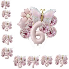 Gold Kelebek Papatyalı 6 Yaş Folyo Balon Set