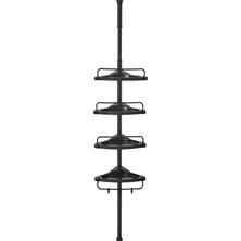 Gfc Life Store Duş Köşe Rafı, 4 Katlı Banyo Duş Rafı, 85-305 cm Ayarlanabilir Duş Rafı, Banyo Düzenleyici, Siyah BCB001B01